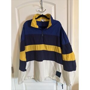 90s Izod Sport Men's Color block 1/4 Zip Windbreaker XL Retro Blue Yellow Cream